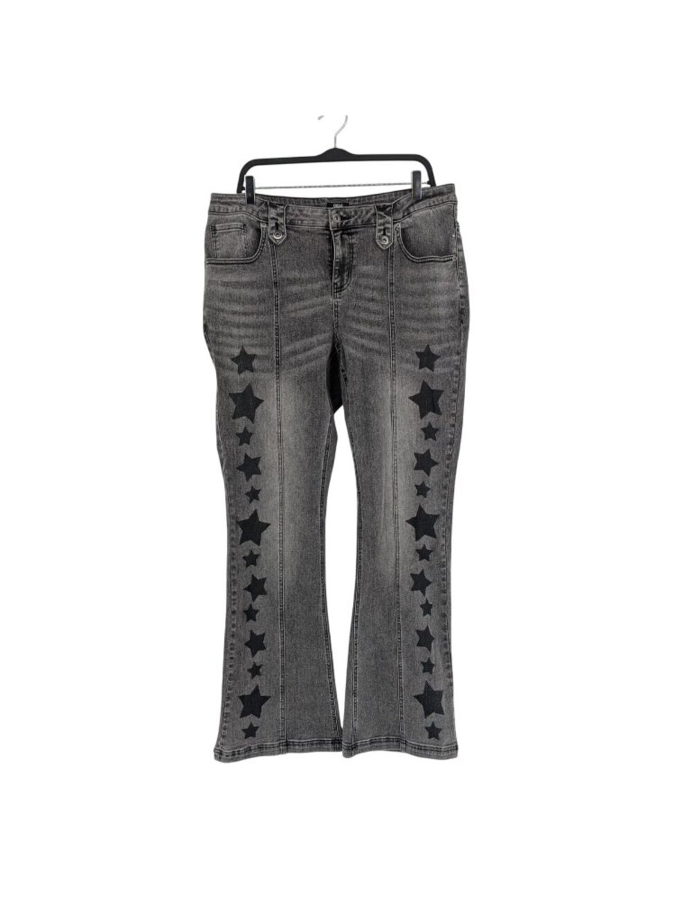 Social Collision Star Print Flare Jeans Y2K Grunge Indie Sleaze Washed Plus 16